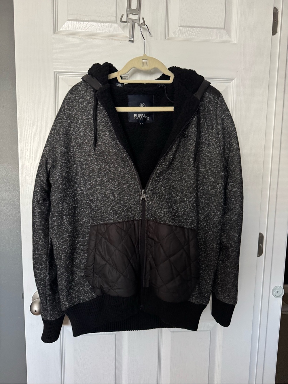Buffalo David Bitton Navy Label on Black Heather Fleece